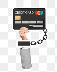 Hand holding png credit card sticker, finance graphic, transparent background