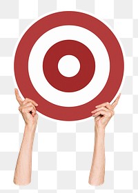 Hand holding target png clipart, transparent background