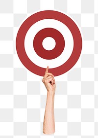 Hand holding target png clipart, transparent background