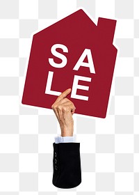 House for sale png sign sticker, transparent background