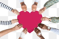 Hands holding png heart sign clipart, transparent background