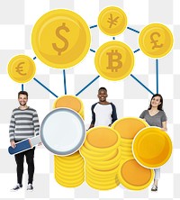 Currency exchange png people, transparent background