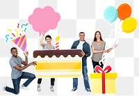 Birthday party png element, transparent background