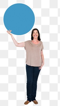 Woman with round sign png element, transparent background