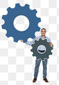 Business gears png element, transparent background