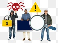 Malware alert png element, transparent background