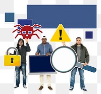 Malware alert png element, transparent background