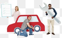 Car checkup png element, transparent background