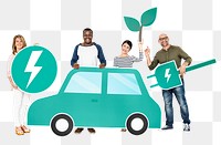 EV car png element, transparent background