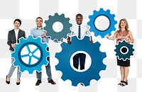 Business gears png element, transparent background