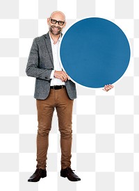 Man with round sign png element, transparent background