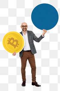 Bitcoin png element, transparent background