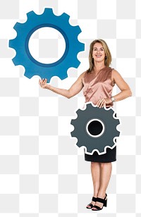 Business gears png element, transparent background