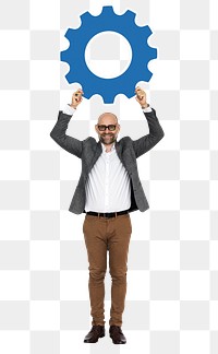 Business gears png element, transparent background