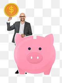 Piggy bank png element, transparent background