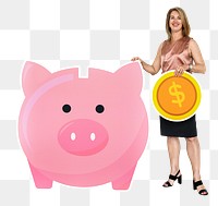 Piggy bank png element, transparent background