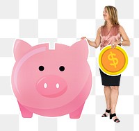 Piggy bank png element, transparent background