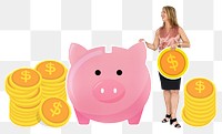 Piggy bank png element, transparent background