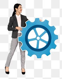 Business gears png element, transparent background