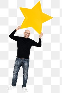 Yellow star png element, transparent background