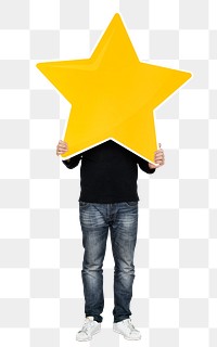 Yellow star png element, transparent background