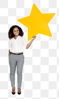 Yellow star png element, transparent background