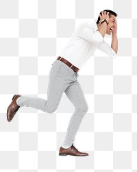 Stressed businessman png element, transparent background