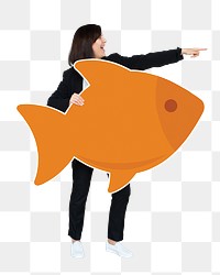 Fish leadership png element, transparent background