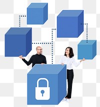 Blockchain safety png element, transparent background