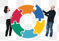 Puzzle teamwork png element, transparent background