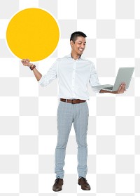 Asian man with sign png element, transparent background