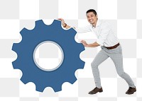 Business gears png element, transparent background