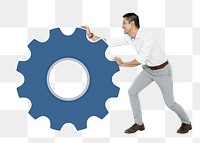 Business gears png element, transparent background