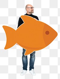 Fish leadership png element, transparent background