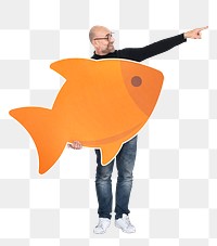 Fish leadership png element, transparent background