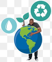 Save Earth png element, transparent background