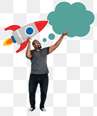 Startup rocket png element, transparent background