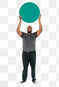 Man with round sign png element, transparent background