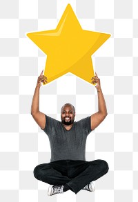 Yellow star png element, transparent background