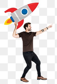 Startup rocket png element, transparent background