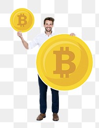 Bitcoin png element, transparent background