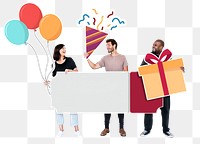 Birthday party png element, transparent background