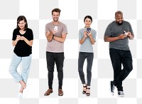 People using phones png element, transparent background