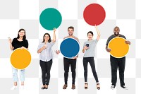 People using phones png element, transparent background