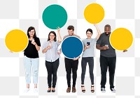 People using phones png element, transparent background