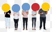 People using phones png element, transparent background