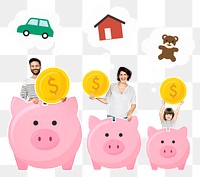 Family finance png element, transparent background