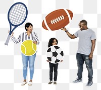 Sportive family png element, transparent background