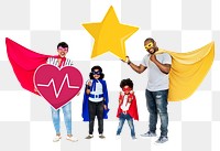 Superhero family png element, transparent background