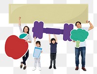 Healthy family png element, transparent background
